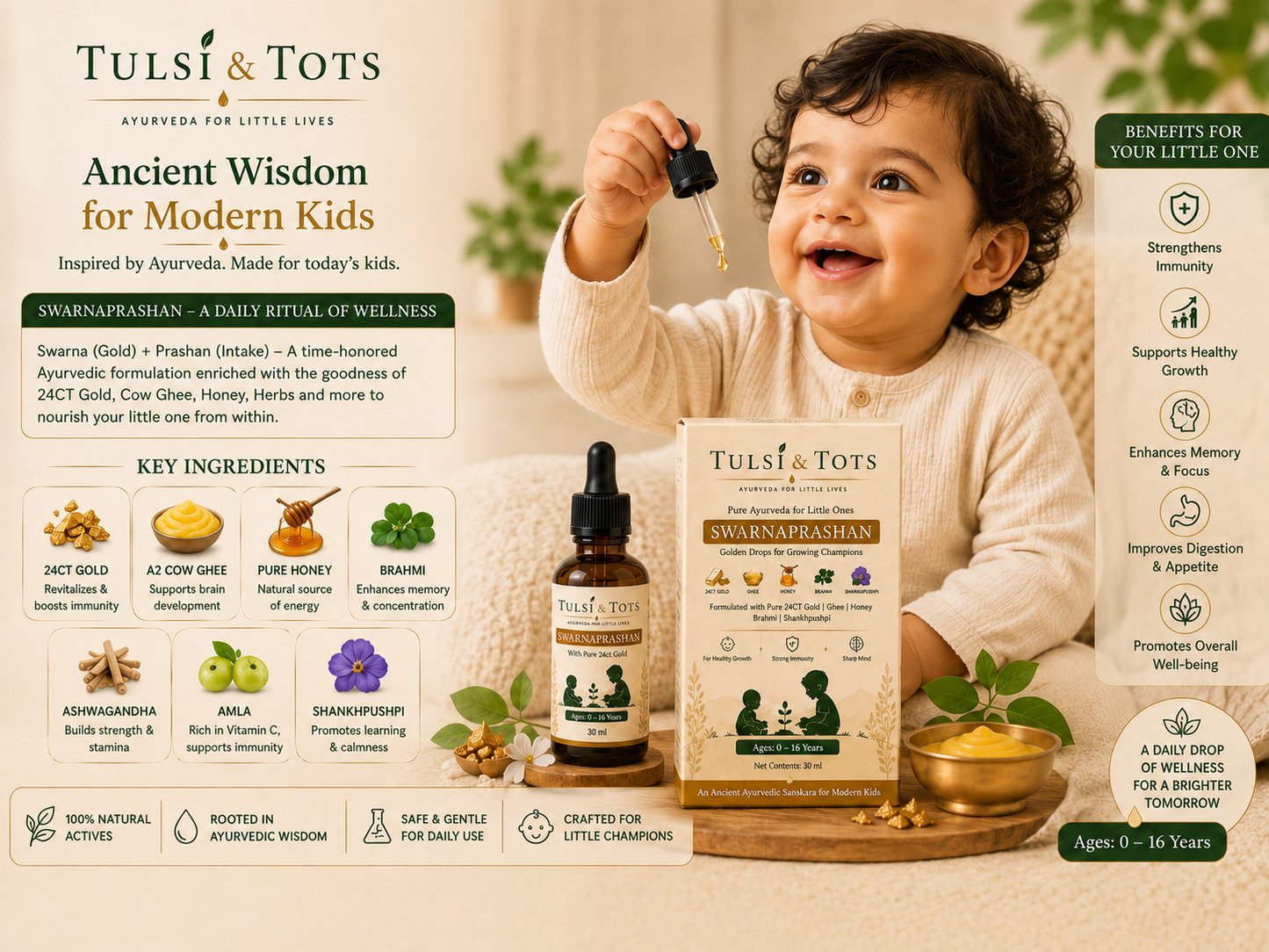 Tulsi & Tots Swarnaprashan Drop For Kids - 15ml (0-16 Years)