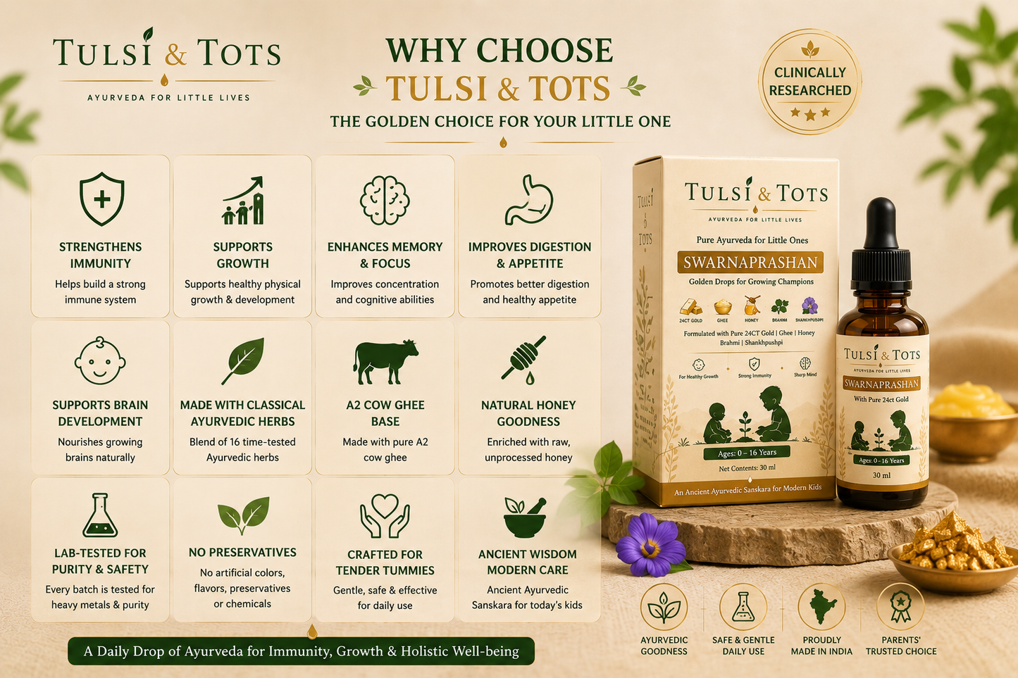 Tulsi & Tots Swarnaprashan Drop For Kids 15ml (Pack Of 2)