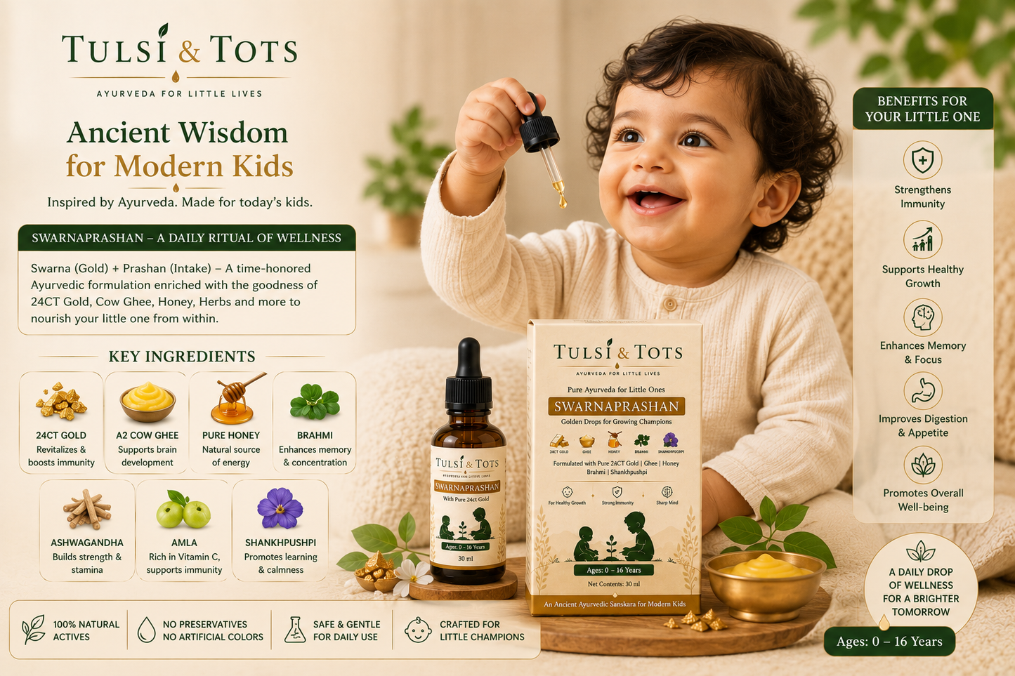 Tulsi & Tots  Swarnaprashan Drop For Kids - 15ml (0-16 Years)