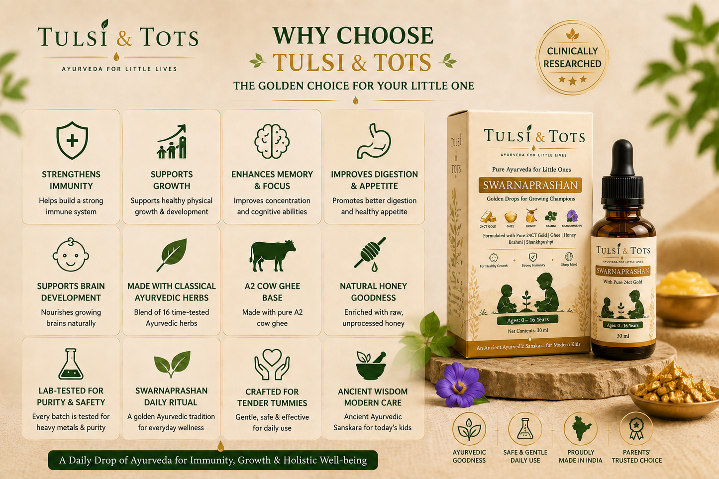 Tulsi & Tots  Swarnaprashan Drop For Kids - 15ml (0-16 Years)